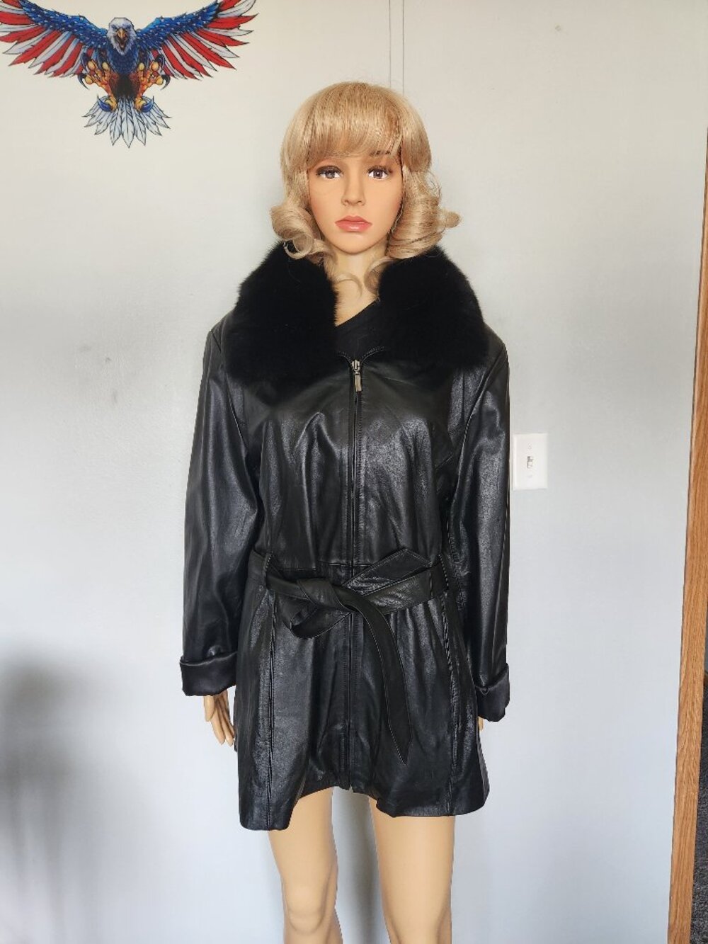 #792 Leathr/fox fur jacket